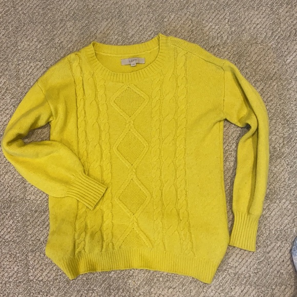 LOFT Yellow Pull-over Cable-knit sweater size XS - Picture 5 of 5